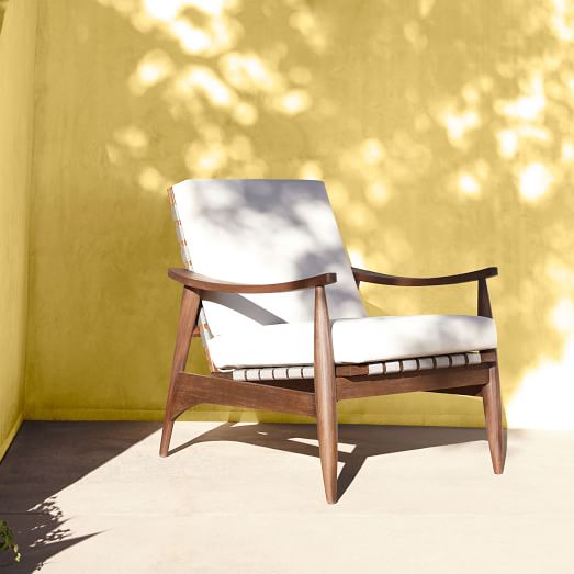 mid-century outdoor show wood lounge chair | west elm
