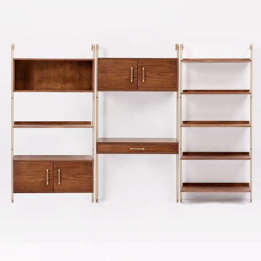 Linden MidCentury Wall Desk + Shelf Set with Storage west elm
