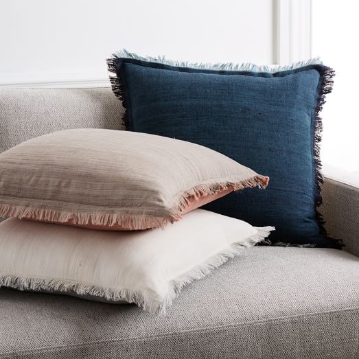 Textured Silk Fringe Pillow Covers west elm