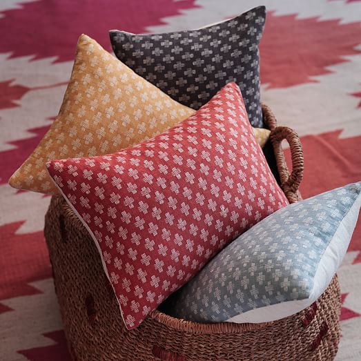 Jacquard Leaf Silk Pillow Cover Horseradish west elm