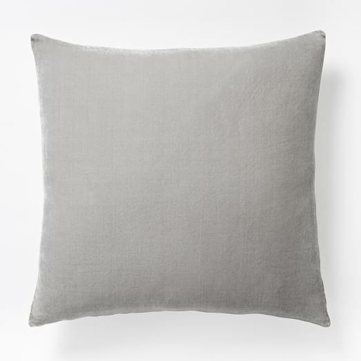Luxe Velvet Square Pillow Cover Light Gray west elm