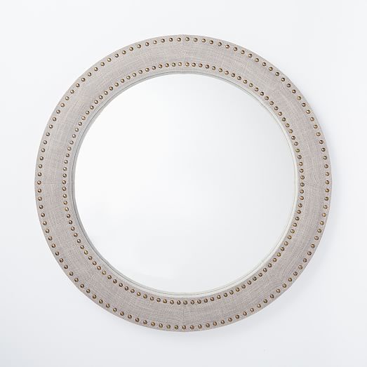 Upholstered Round Mirror Doe Linen west elm