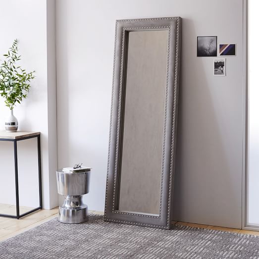 Upholstered Floor Mirror - Dove Gray Velvet | west elm
