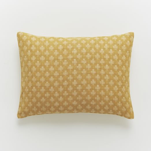 Jacquard Leaf Silk Pillow Cover Horseradish west elm