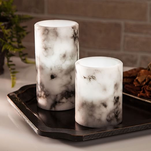 Indoor Marble Flameless Candles west elm