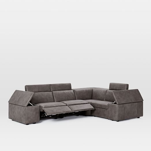 Enzo Leather Reclining 4Seater Sectional west elm