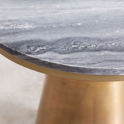 MarbleTopped Pedestal Side Table Gray Marble/Antique Brass west elm