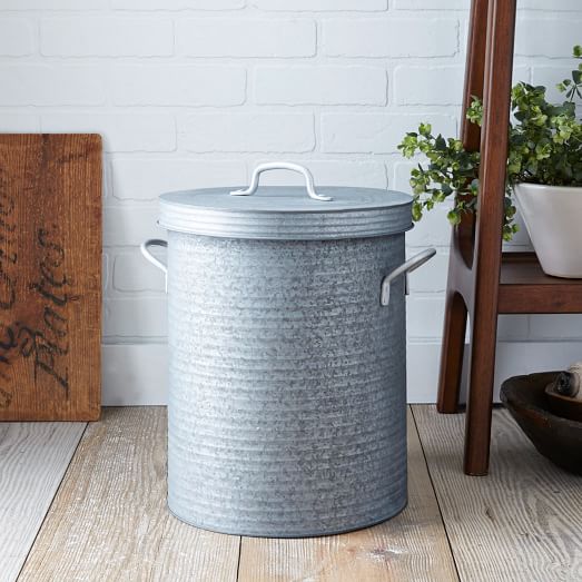 Galvanized Metal Lidded Bin west elm
