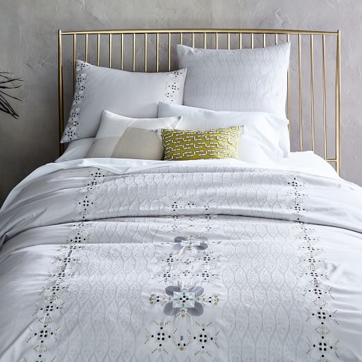 Organic Medallion Tile Embroidered Duvet Cover west elm