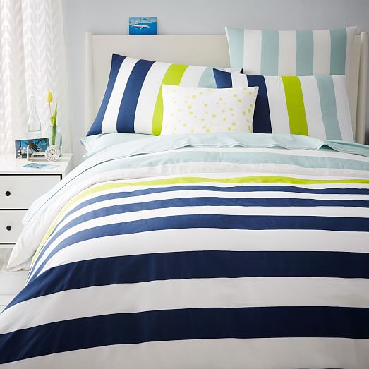 Prep Stripe Duvet Cover + Shams west elm