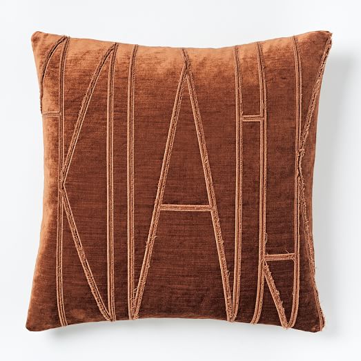 Velvet Applique Pillow Cover Copper west elm