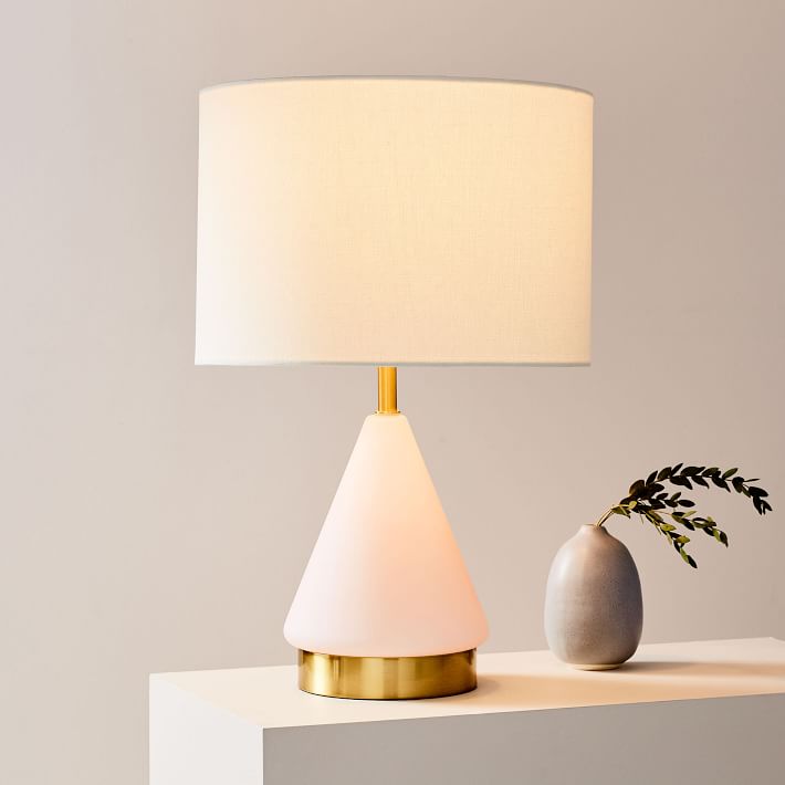 Metalized Glass Table Lamp + USB - Small (Blush)