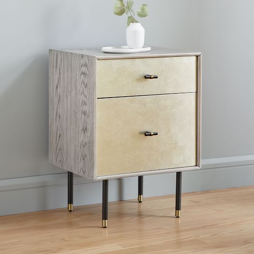 Modernist Nightstand Gray/Gold Leaf west elm
