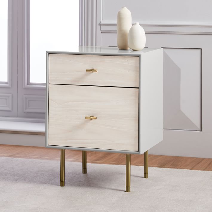 Modernist Wood + Lacquer Nightstand - Winter Wood