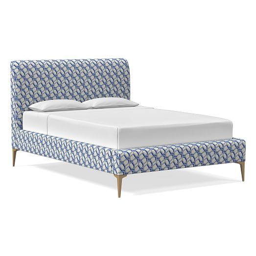 Andes Deco Upholstered Bed Modern Caning Print west elm