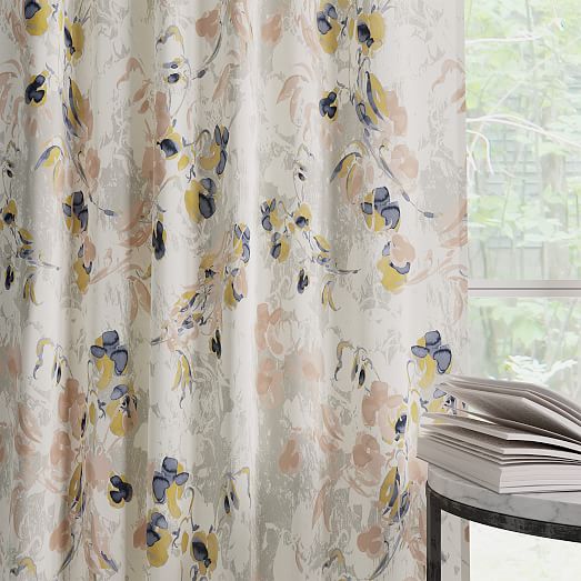 Cotton Canvas Delicate Floral Curtains (Set of 2) west elm