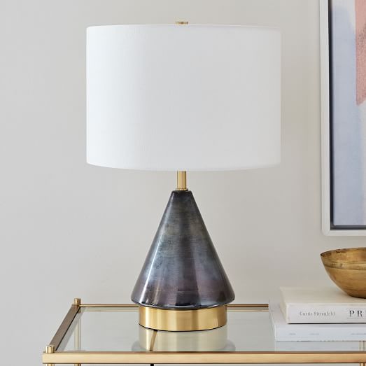 Metalized Glass Table Lamp + USB - Large (Gray) | west elm