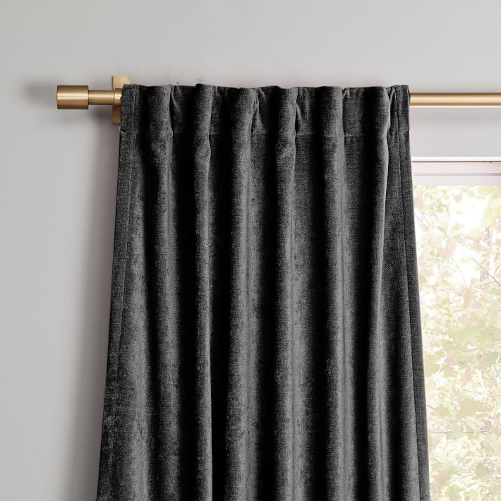 Oversized Adjustable Metal Curtain Rod Antique Brass west elm