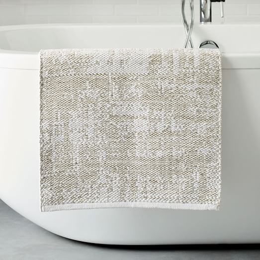 Organic Distressed Texture Bath Mat White west elm