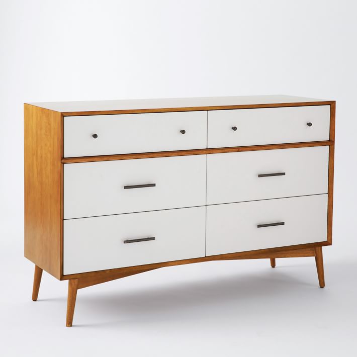 MidCentury 6Drawer Dresser White + Acorn west elm