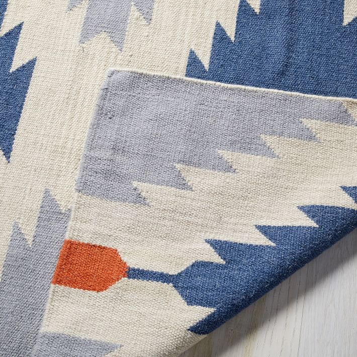 Phoenix Wool Dhurrie Rug Regal Blue west elm