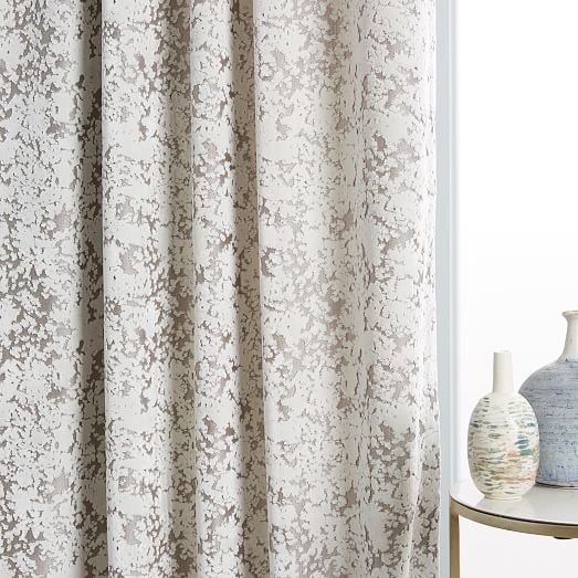 Allover Textured Jacquard Velvet Curtain Fog west elm
