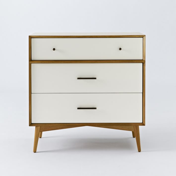 MidCentury 3Drawer Dresser White + Acorn west elm