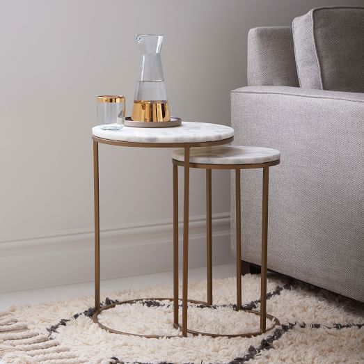 Marble Round Nesting Side Table Set Of 2