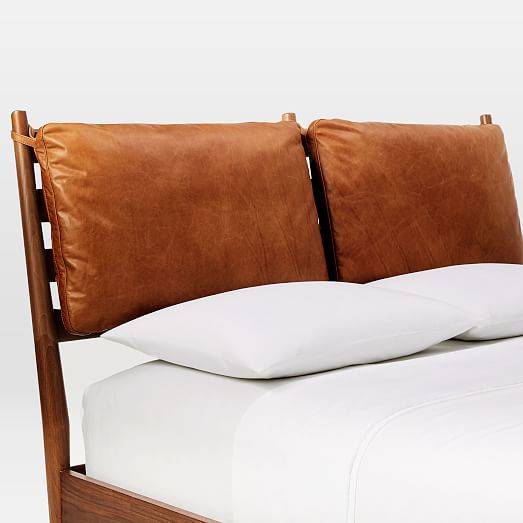 Arne Bed + Leather Cushions west elm