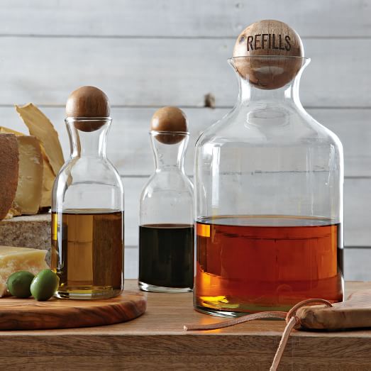 Glass Bottles With Wood Stoppers Oil + Vinegar west elm