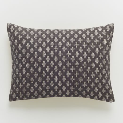 Jacquard Leaf Silk Pillow Cover Slate west elm
