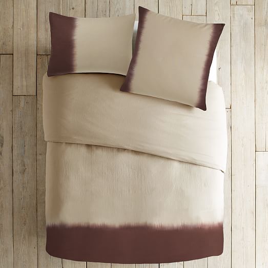 DipDye Linen Cotton Blend Duvet Cover + Shams Flax/Raisin west elm