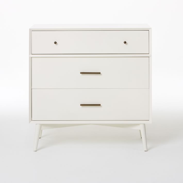 mid-century 3-drawer dresser - white