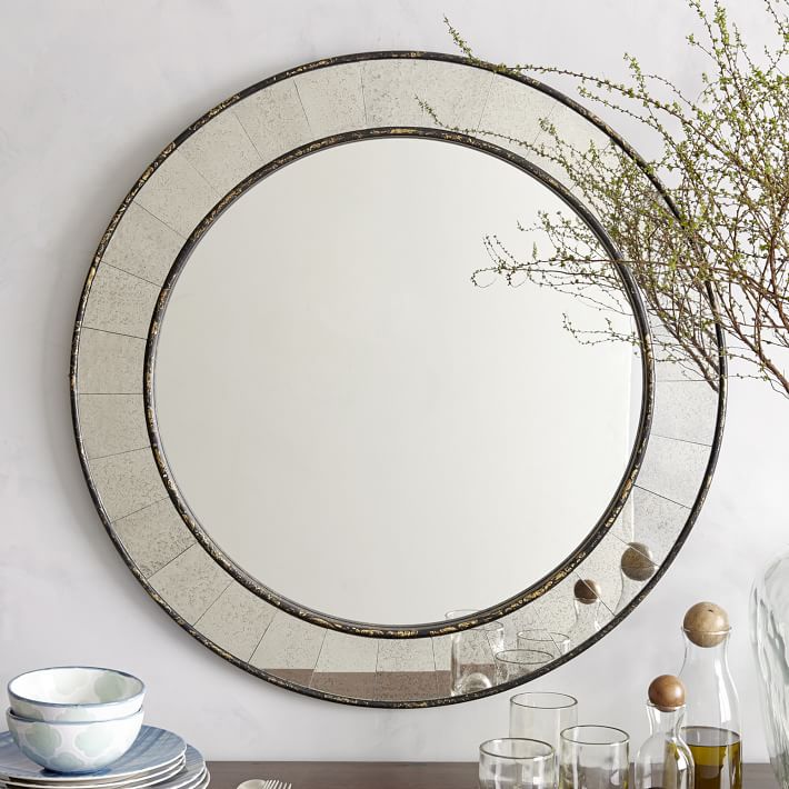 Antique Tiled Round Mirror west elm