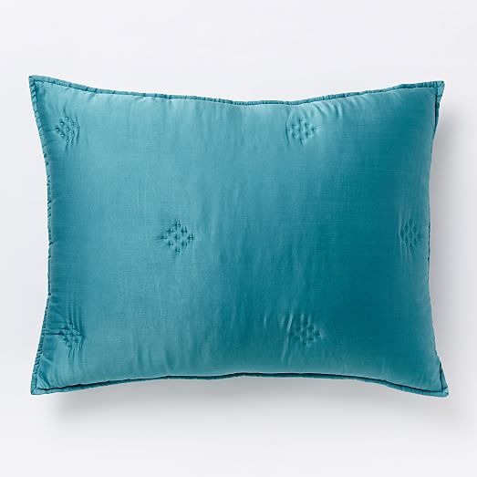 Washed Silk Quilt + Shams Peacock west elm