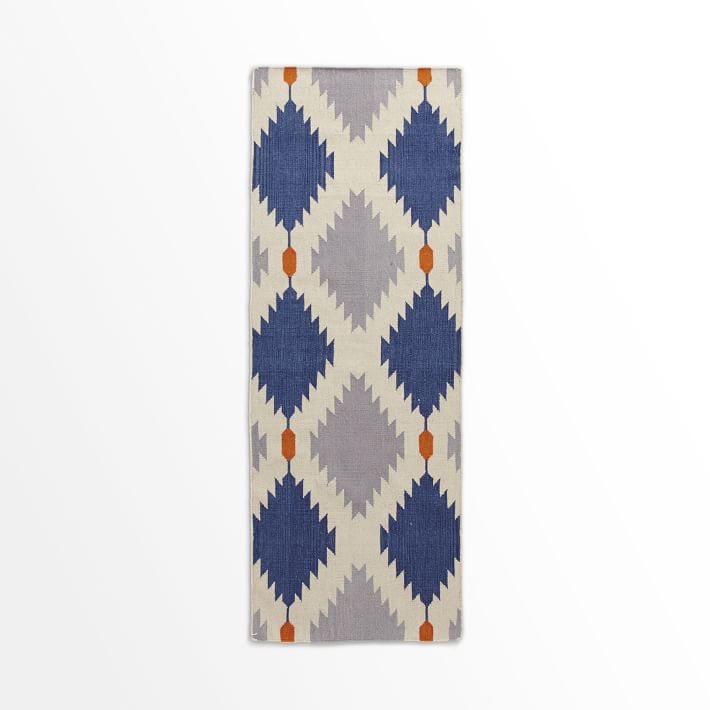 Phoenix Wool Dhurrie Rug Regal Blue west elm