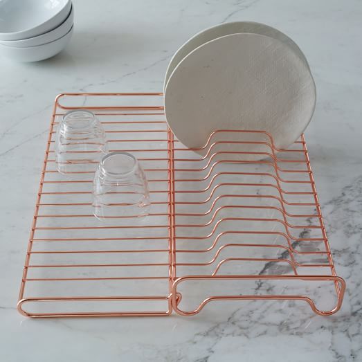 Copper Wire Kitchen Foldable Dish Rack west elm