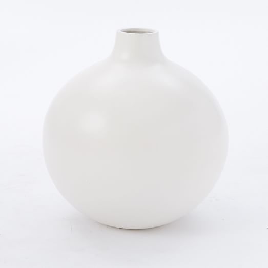 Pure White Ceramic Vase, Oversized Ball west elm