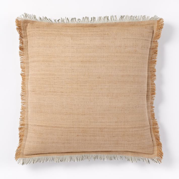 Textured Silk Fringe Pillow Cover, 20