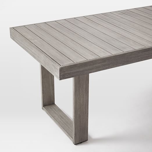 Portside Outdoor Expandable Dining Table + 88.5" Bench Set Weathered