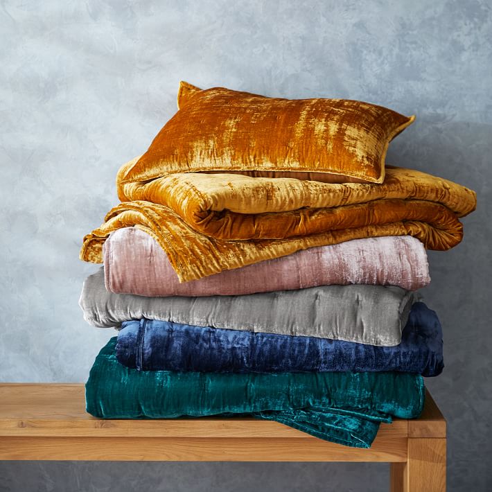 Lush Velvet Tack Stitch Quilt + Shams west elm