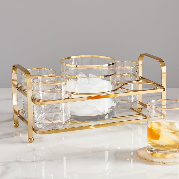 Gold Rimmed Drinkware Set