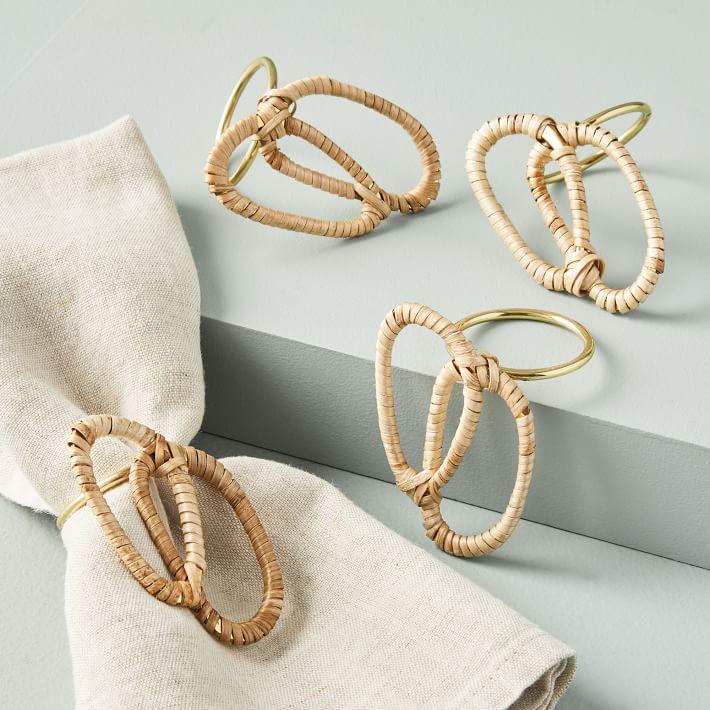 Rattan Wrapped Jewelry Napkin Rings (Set of 4) west elm