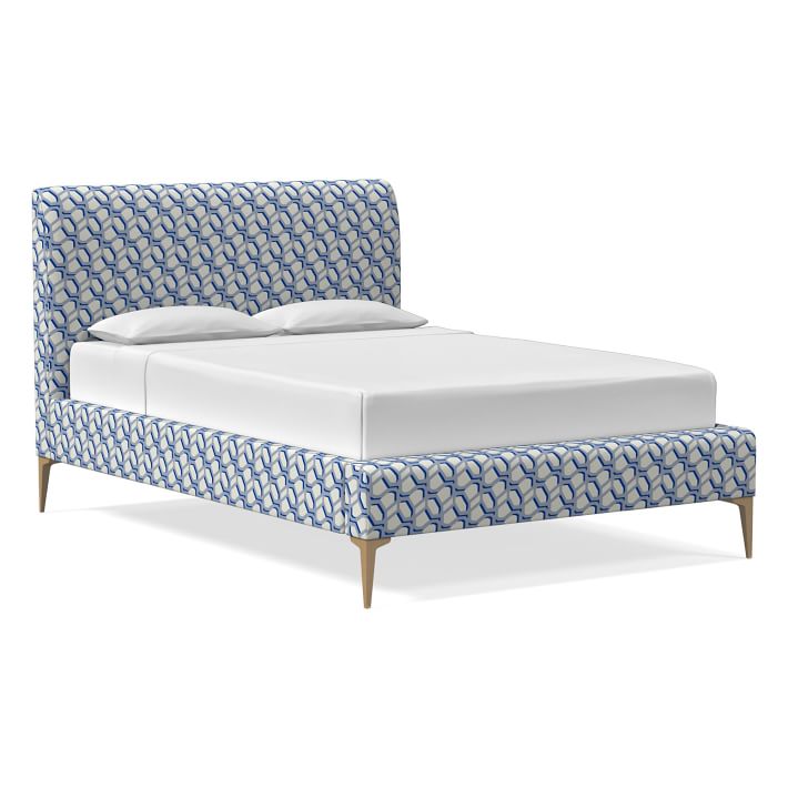 Andes Deco Upholstered Bed Modern Caning Print west elm