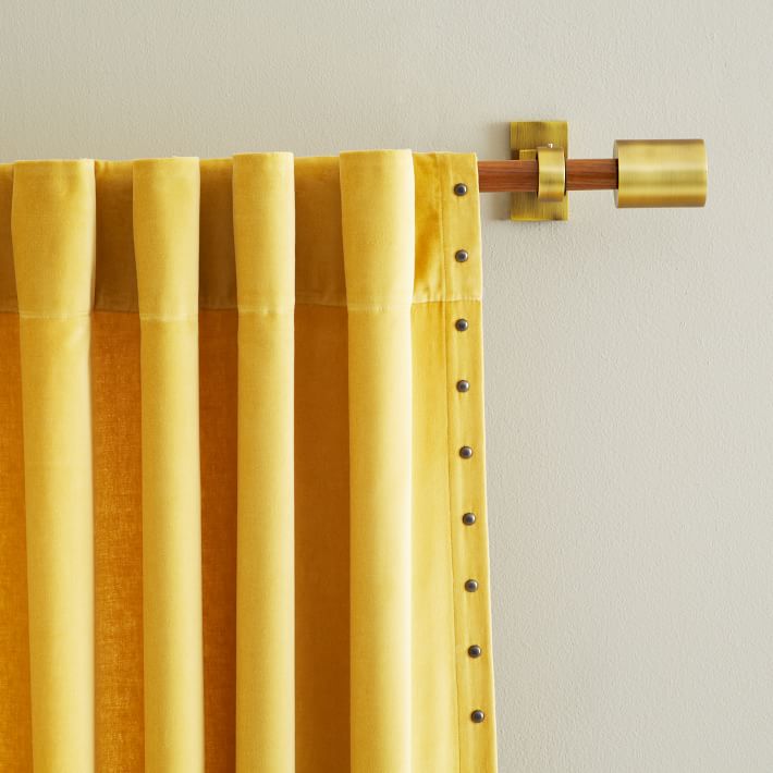 MidCentury Wooden Curtain Rod Wood/Brass west elm
