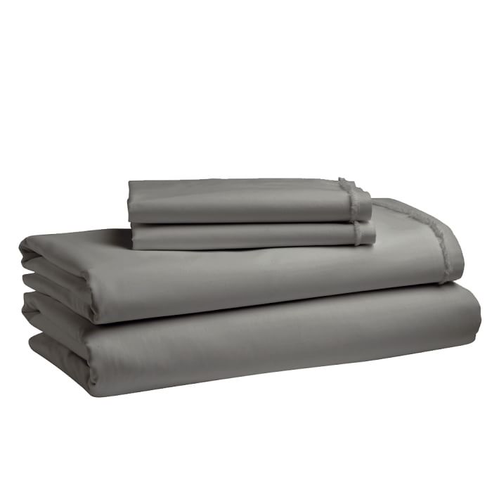 Organic Cotton FrayedEdge Sheet Set Slate west elm