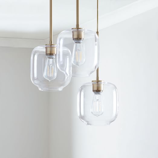 Sculptural Glass Pebble Pendant Light Clear (15") west elm