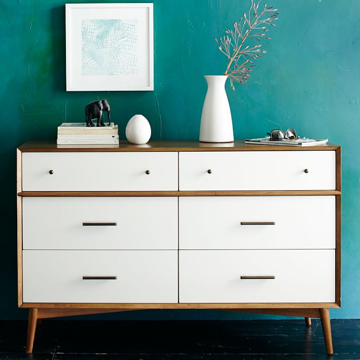Mid-Century 6-Drawer Dresser - White & Acorn | west elm (710 x 710 Pixel)