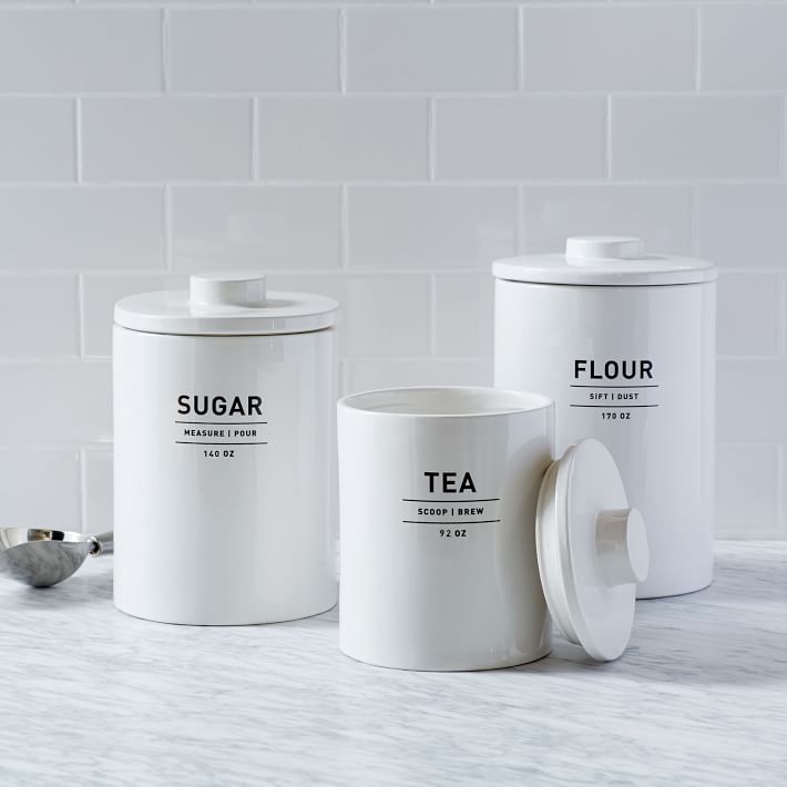 Utility Kitchen Canisters White, Kitchen Storage Solutions West Elm