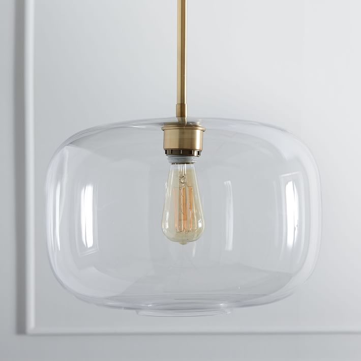 Sculptural Glass Pebble Pendant Light Clear (15") west elm